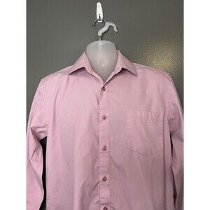 Adolfo Shirt Mens 15/15.5 32/33 Pink Long Sleeve Dress Button Front Point Collar